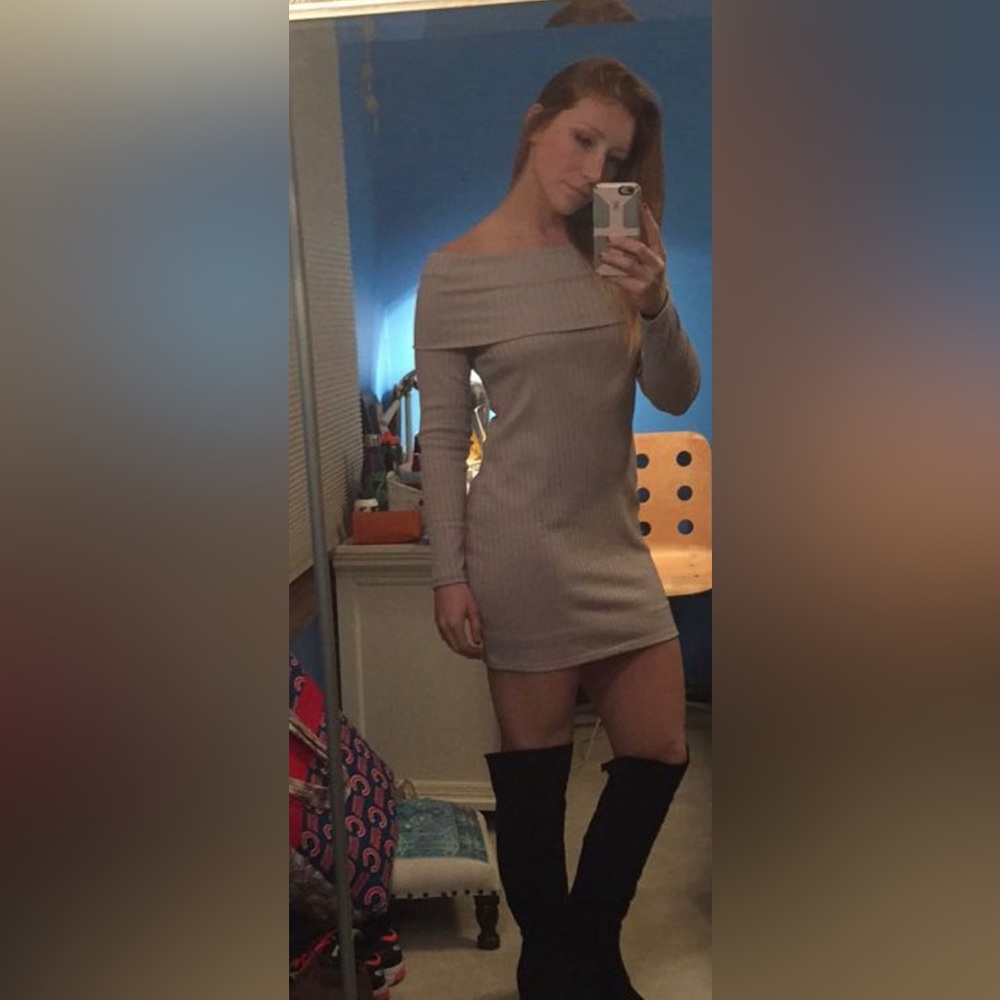 Urban Outfitters Grey Off the Shoulder Bodycon Dress